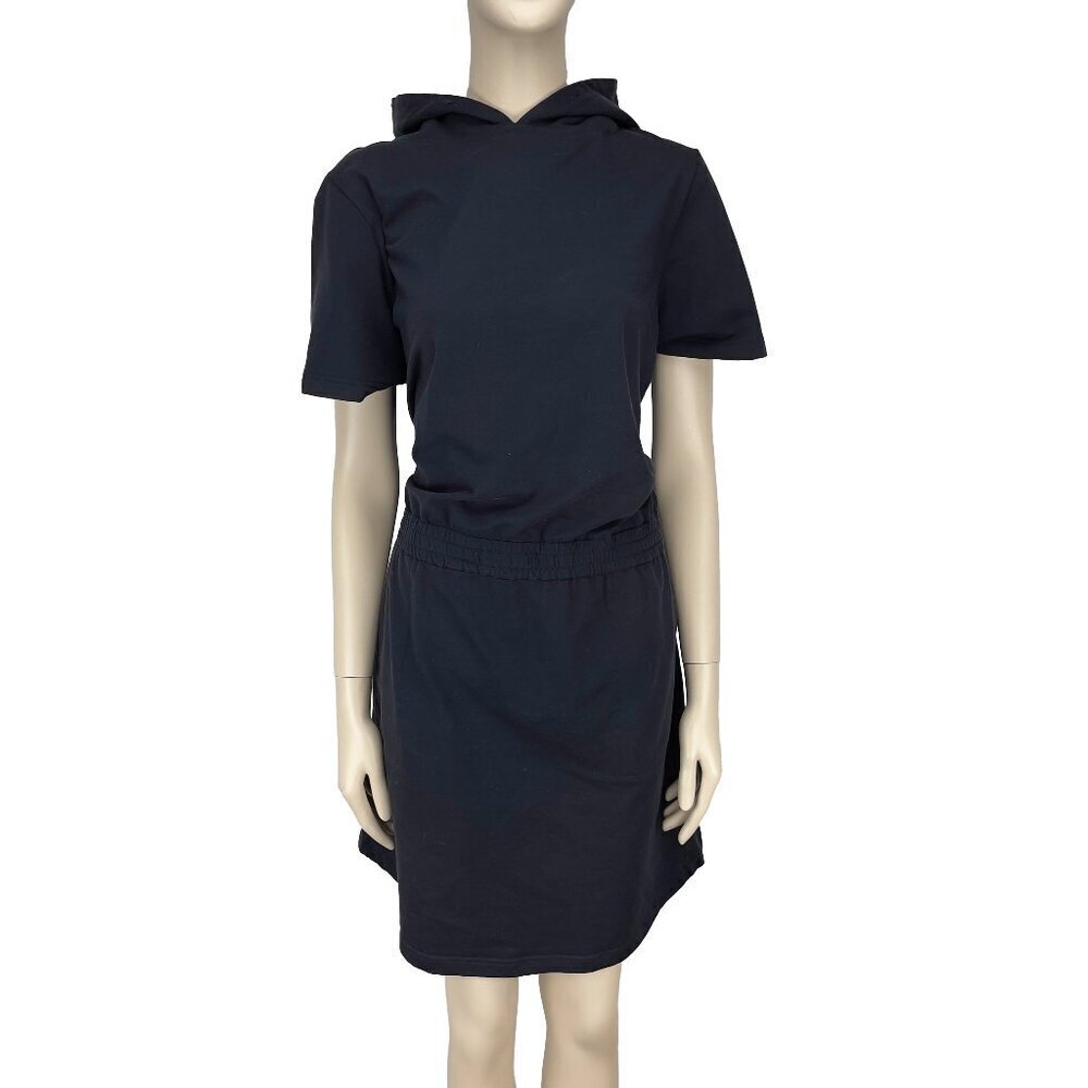 UCHUU Designer Hooded Cotton Elastic Waist Band‎ Navy Blue Mini Dress Size L